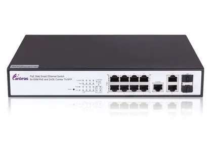 Commutateur Ethernet PoE avec ports TX 8x1/100M et ports combinés 2xGE TX/SFP
