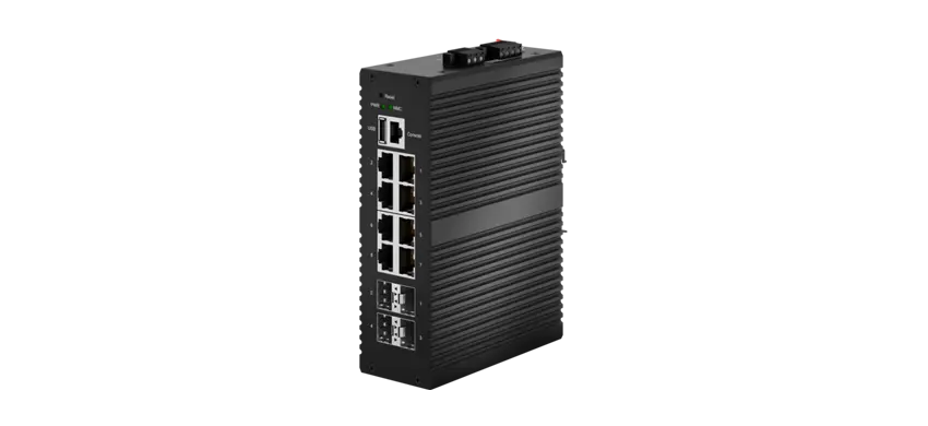 Commutateur PoE géré industriel 10GE 4xSFP , GE 8xRJ45 PoE prend en charge USB pour une mise à niveau et une mise à jour faciles