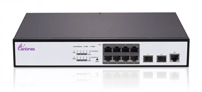 Commutateur Ethernet géré avec ports 8 × GE PoE, ports SFP 2 × 100/1000M