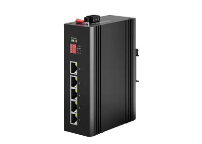 Commutateur PoE propulseur industriel à rail DIN non géré 5x1/100 Base-T