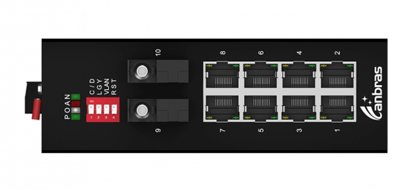 Commutateur Ethernet industriel 2x1000 Base-X, 8x1/100/1000 Base-T (PoE facultatif)