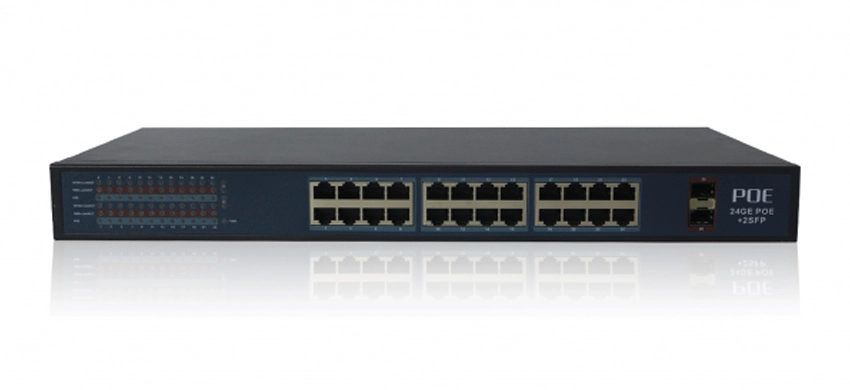 Commutateur PoE Gigabit à 26 ports avec ports 24PoE et ports optiques de liaison montante en gigabit 2SFP