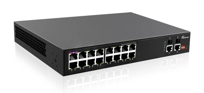 Commutateur PoE à port Gigabit 16 non géré, RJ45 16x1/100/1000M avec PoE, 2x1000M SFP 2x1000M RJ45 liaison montante
