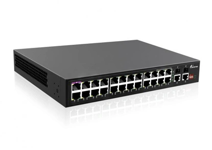Commutateur PoE 24 ports Gigabit non géré, 24x1/100/1000M RJ45 avec PoE, 2x1000M SFP 2x1000M RJ45 liaison montante