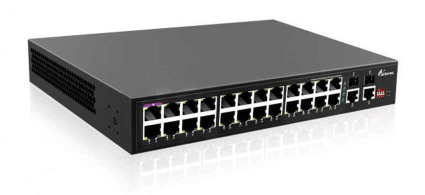 Commutateur PoE 24 ports Gigabit non géré, 24x1/100/1000M RJ45 avec PoE, 2x1000M SFP 2x1000M RJ45 liaison montante