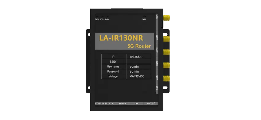 Routeur industriel 5G 1x1000M ETH WAN/LAN, 1x1000M ETH LAN 2 fente micro-SIM et WIFI 2.4GHz/5.8GHz SuppLA-