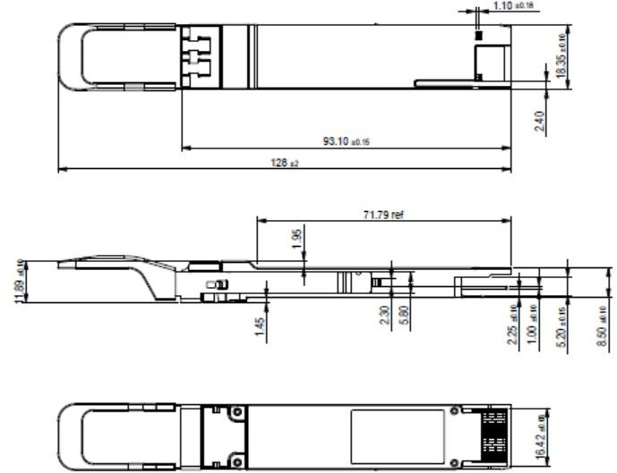 Outline Drawing (mm) of 200G QSFP-DD LR4 1310nm 10km_LA-OT-200G-LR4