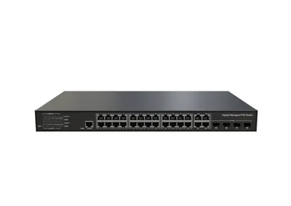 Commutateur PoE Ethernet géré L3 Lite 24x1/100/1000 Base-T PoE , 4xGigabit Combo (RJ45/SFP)