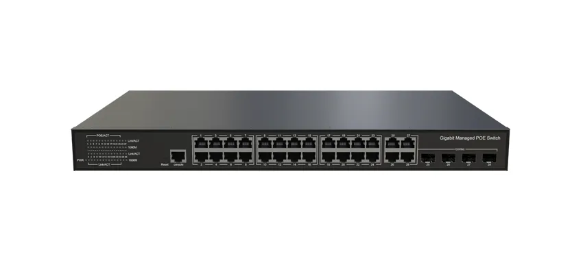 Commutateur PoE Ethernet géré L3 Lite 24x1/100/1000 Base-T PoE , 4xGigabit Combo (RJ45/SFP)