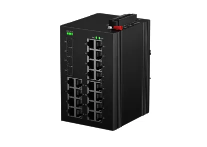 Rackmount industriel L2 managé commutateur PoE 24x1/100/1000M RJ45 PoE, liaison montante 4x10G SFP
